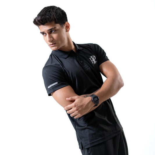 Polo Republica Men's PRC With Strips Printed Activewear Polo Shirt