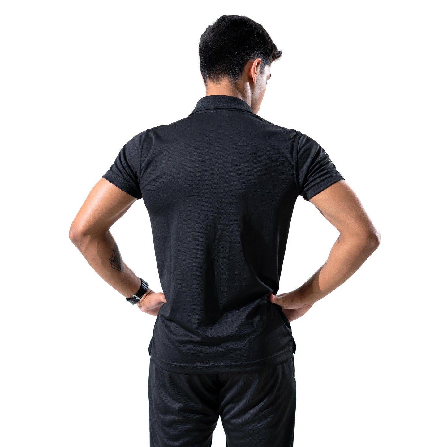 Polo Republica Men's Three Strips & PR Printed Activewear Polo Shirt