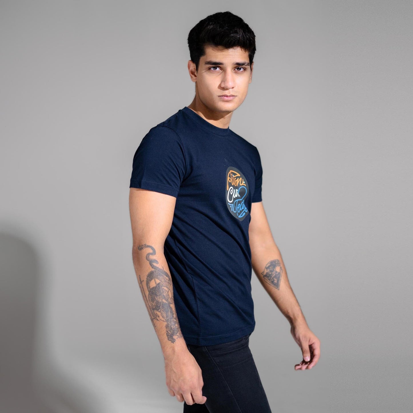 Polo Republica Men's Action Cures Fear Printed Crew Neck Tee Shirt Men's Tee Shirt Polo Republica