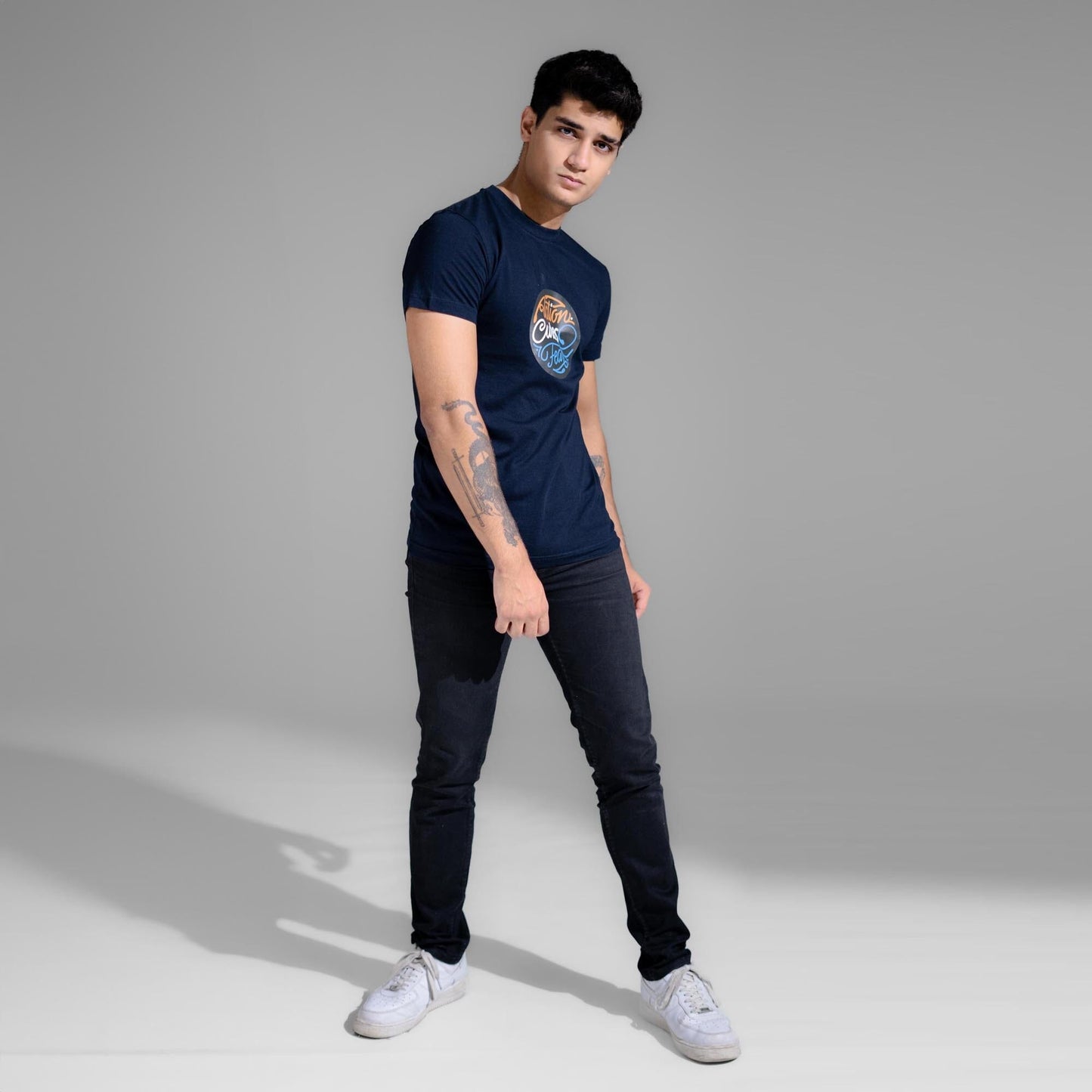 Polo Republica Men's Action Cures Fear Printed Crew Neck Tee Shirt Men's Tee Shirt Polo Republica