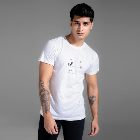 Polo Republica Men's You Are Offline Printed Crew Neck Tee Shirt Men's Tee Shirt Polo Republica White S