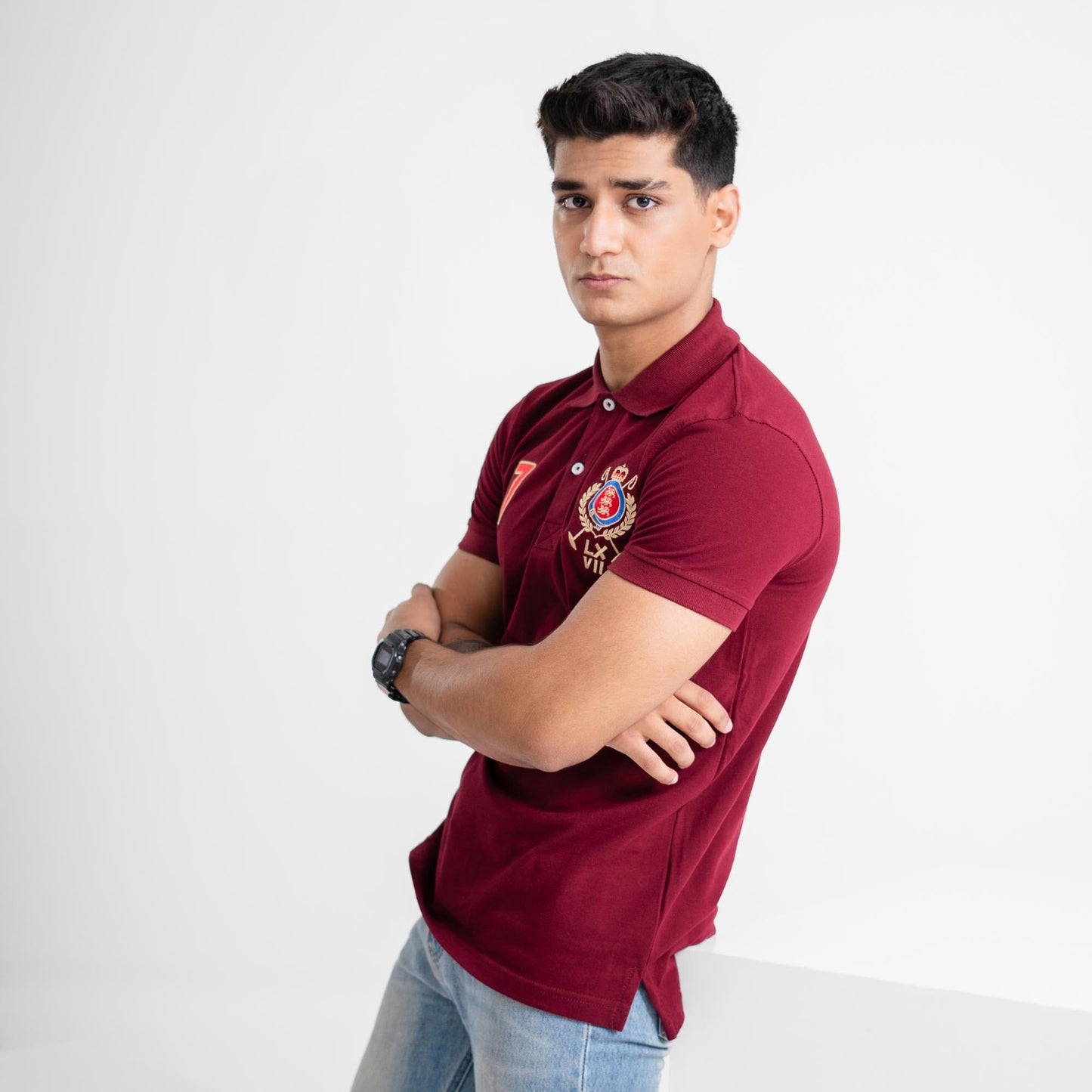 Polo Republica Men's Emblem & 7 Embroidered Short Sleeve Polo Shirt Men's Polo Shirt Polo Republica