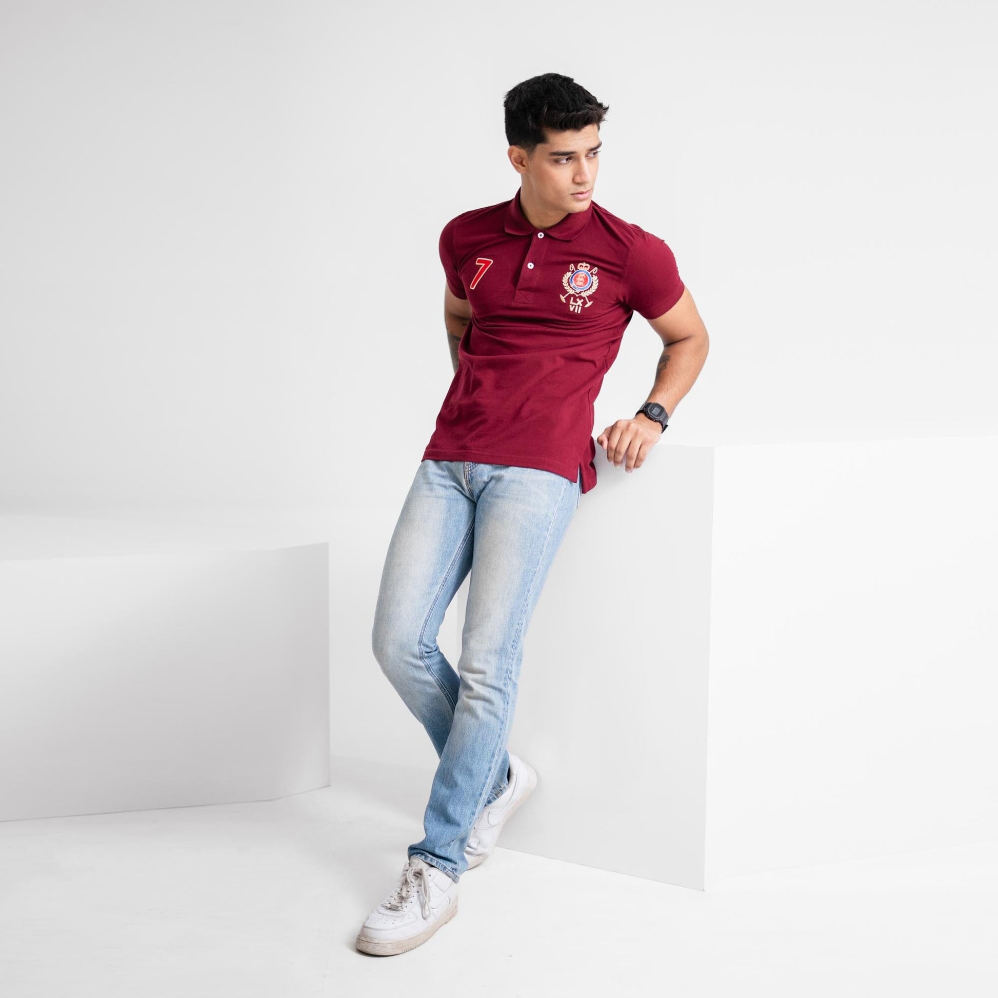 Polo Republica Men's Emblem & 7 Embroidered Short Sleeve Polo Shirt Men's Polo Shirt Polo Republica