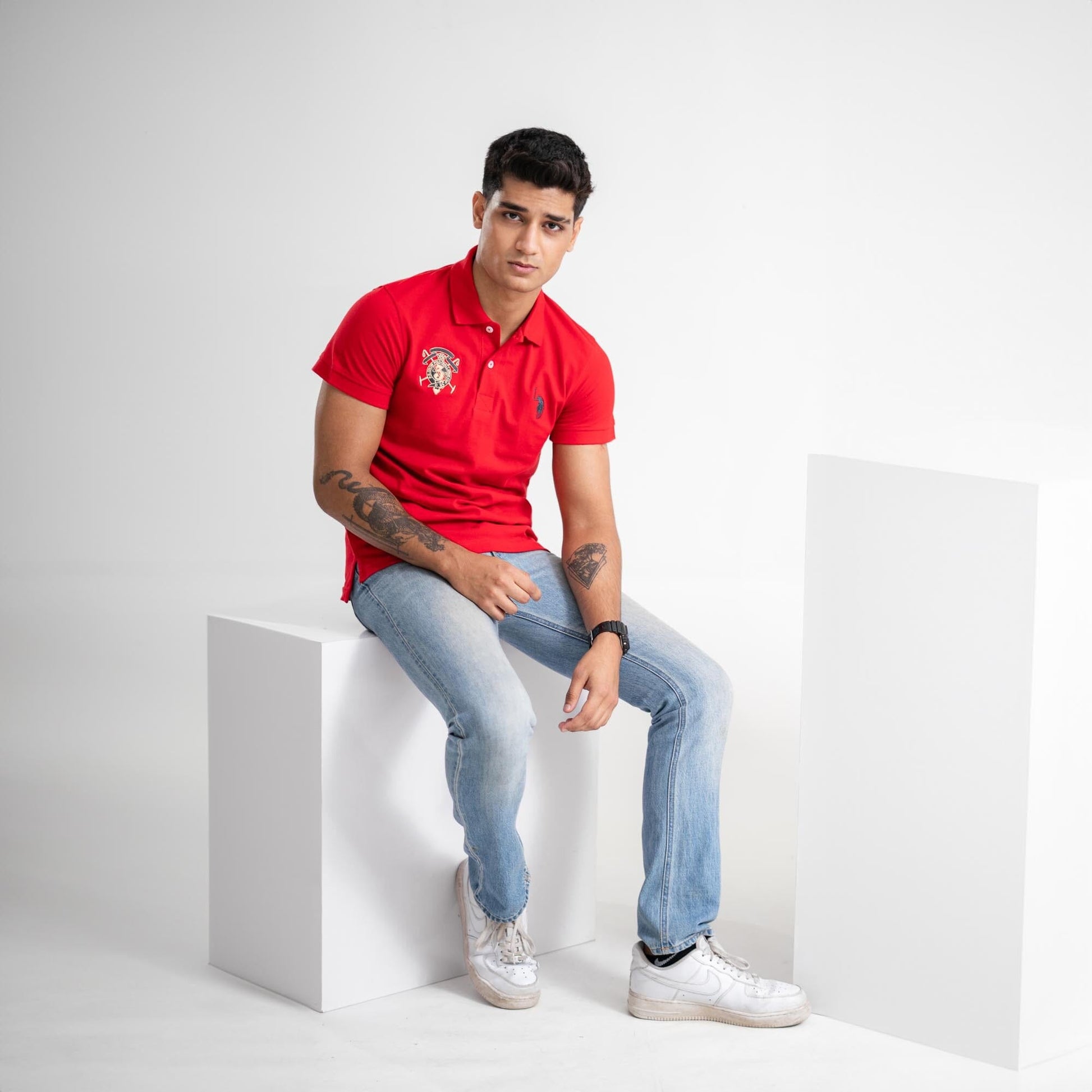 Polo Republica Men's Signature Pony & Crest Embroidered Short Sleeve Polo Shirt Men's Polo Shirt Polo Republica