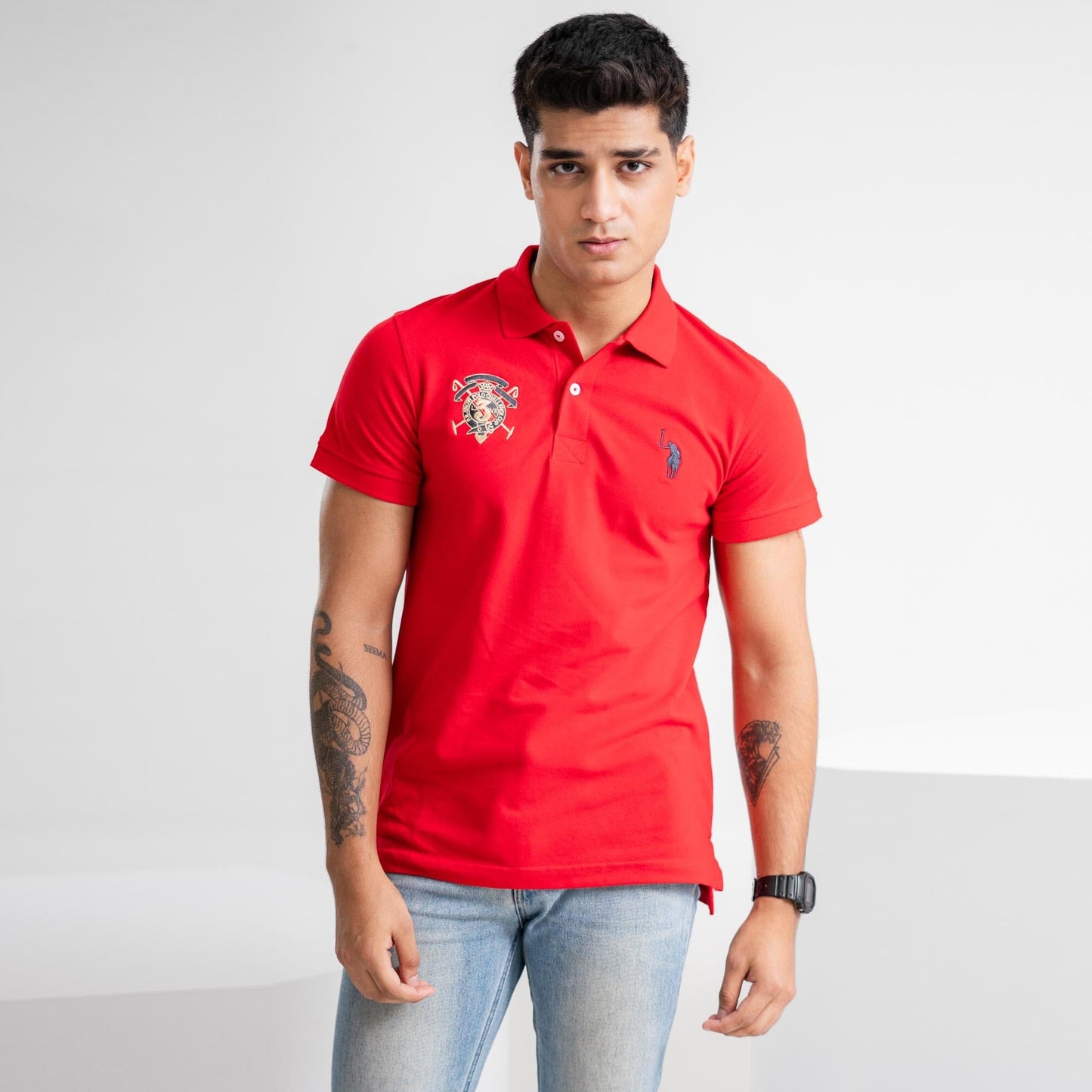 Polo Republica Men's Signature Pony & Crest Embroidered Short Sleeve Polo Shirt Men's Polo Shirt Polo Republica
