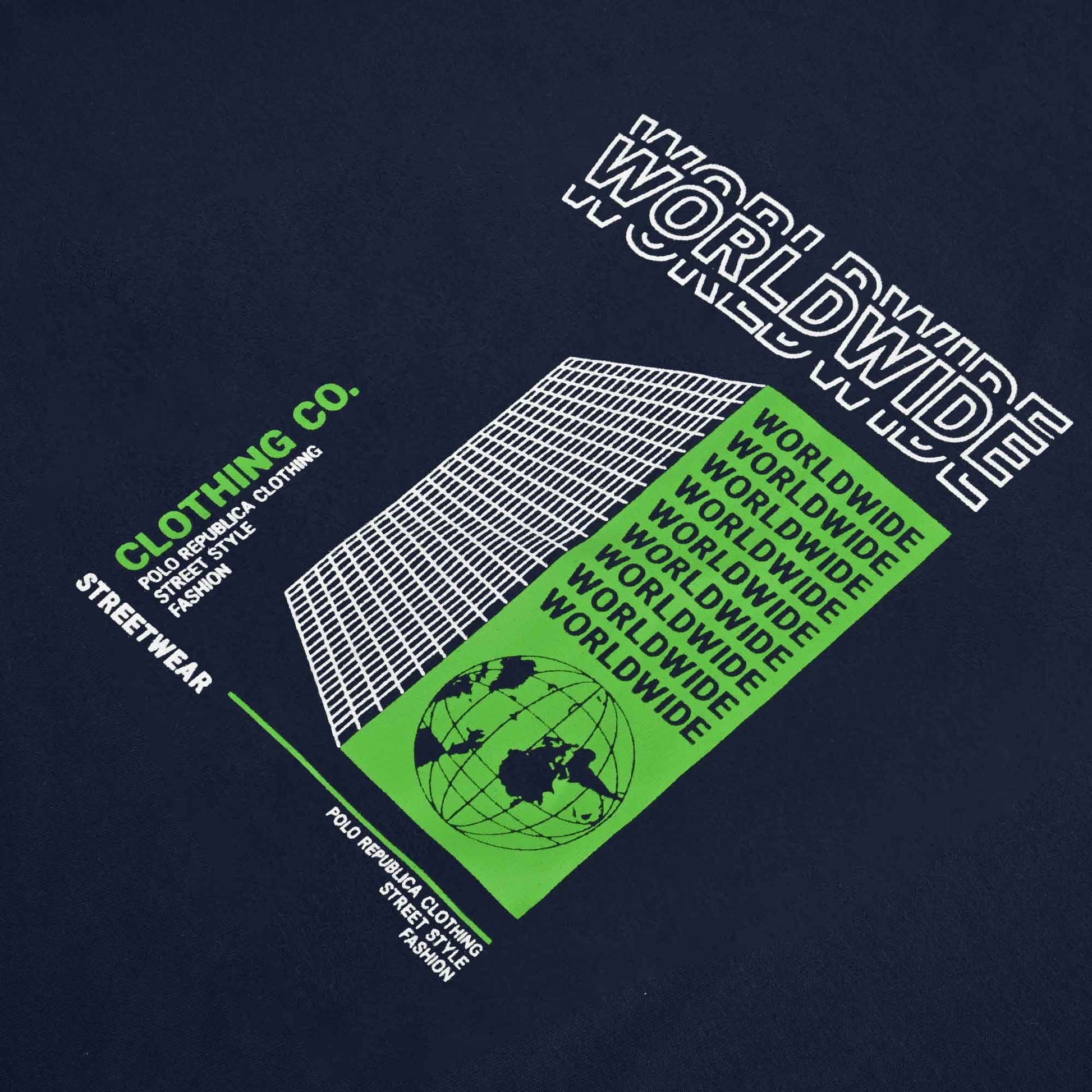 Polo Republica Men's World Wide Printed Crew Neck Tee Shirt