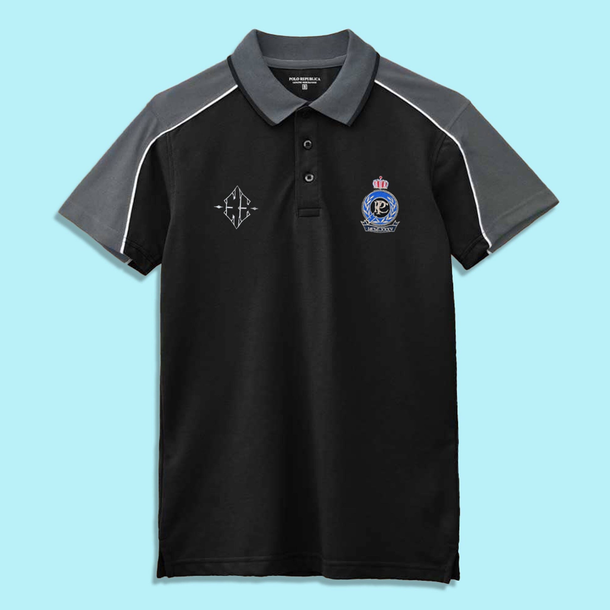 Polo Republica Men's PRC Crest & EE Embroidered Contrast Panels Polo Shirt