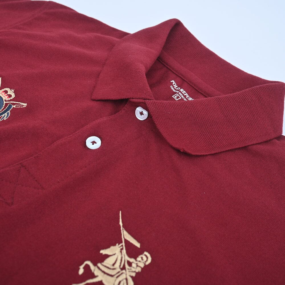 Polo Republica Men's PRC Crest & Horse Embroidered Short Sleeve Polo Shirt Men's Polo Shirt Polo Republica