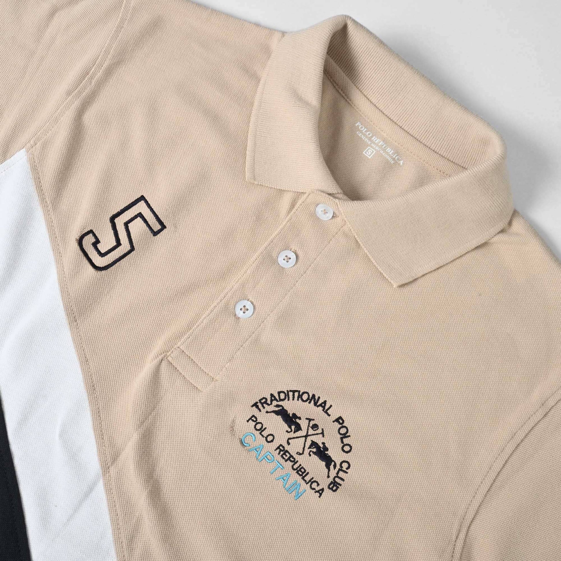 Polo Republica Men's Captain 5 Embroidered Contrast Panels Style Polo Shirt Men's Polo Shirt Polo Republica