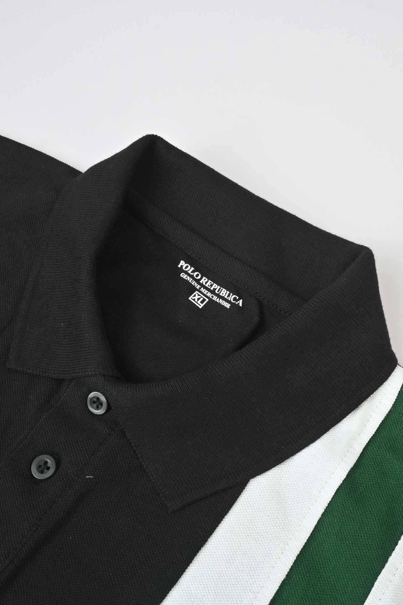 Polo Republica Men's Crest Embroidered Contrast Stripe Panel Polo Shirt Men's Polo Shirt Polo Republica