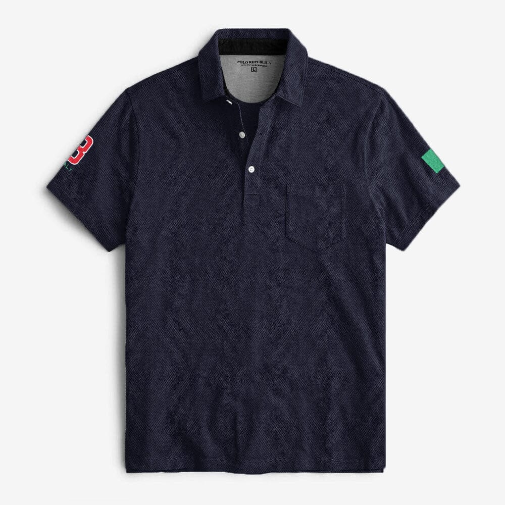 Polo Republica Men's Italy Flag & 8 Embroidered Pique Pocket Polo Shirt Men's Polo Shirt Polo Republica Dark Navy S