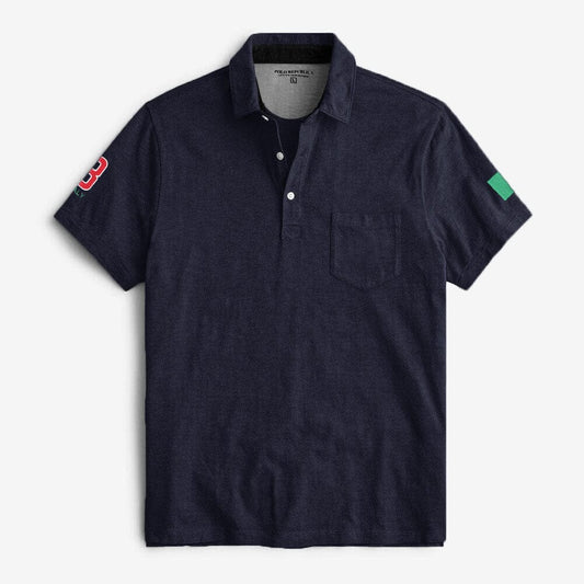 Polo Republica Men's Italy Flag & 8 Embroidered Pique Pocket Polo Shirt Men's Polo Shirt Polo Republica Dark Navy S