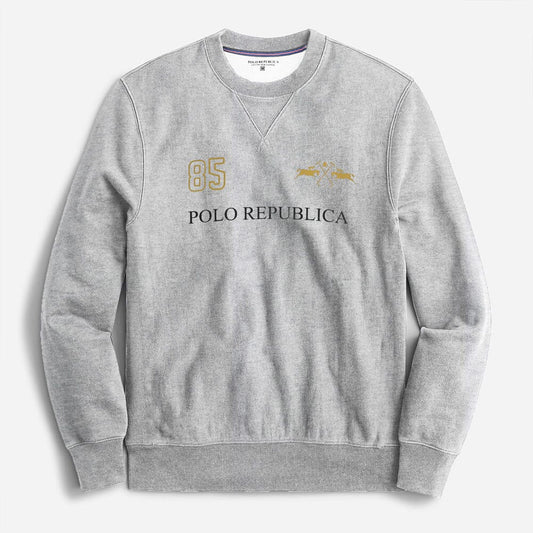 Polo Republica Men's Double Pony 85 Printed Fleece Sweat Shirt Men's Sweat Shirt Polo Republica Heather Grey S