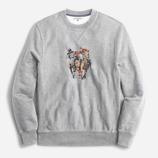 Polo Republica Men's Double Horse Printed Fleece Sweat Shirt Men's Sweat Shirt Polo Republica Heather Grey S