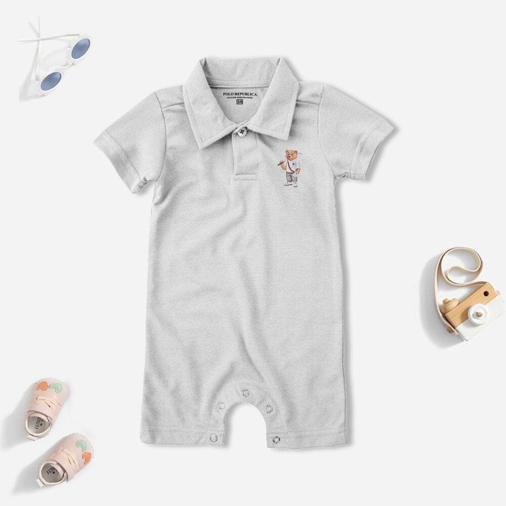 Polo Republica Bear 5 Printed Design Short Sleeve Baby Romper Romper Polo Republica Off White 0-3 Months
