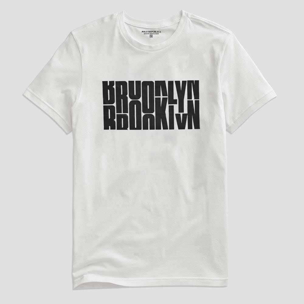 Polo Republica Edmonton Men's Brooklyn Printed Crew Neck Tee Shirt Men's Tee Shirt Polo Republica Off White S