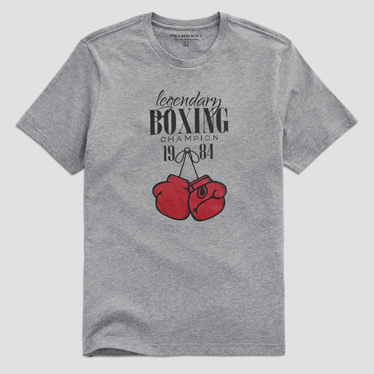 Polo Republica Men's Boxing Printed Short Sleeve Tee Shirt Men's Tee Shirt Polo Republica Heather Grey S