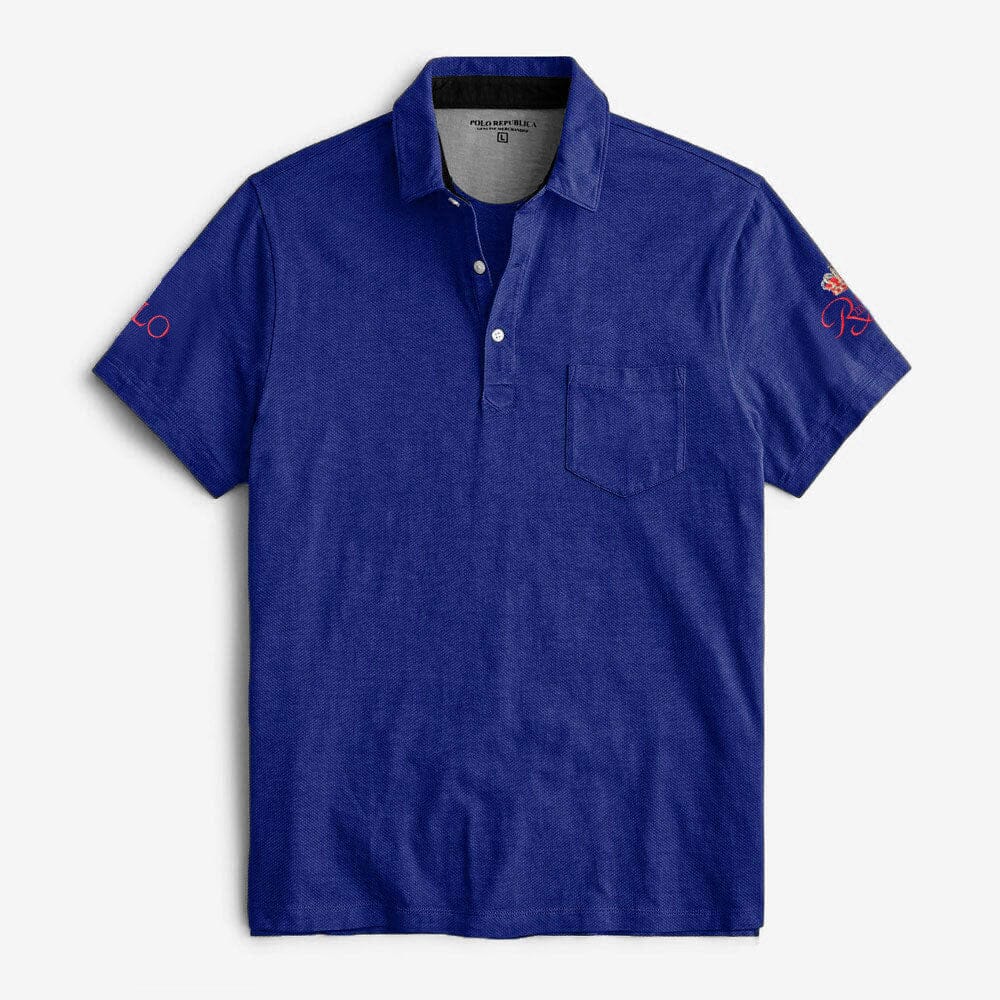 Polo Republica Men's Polo Crown & Crest Embroidered Pique Pocket Polo Shirt Men's Polo Shirt Polo Republica Royal S