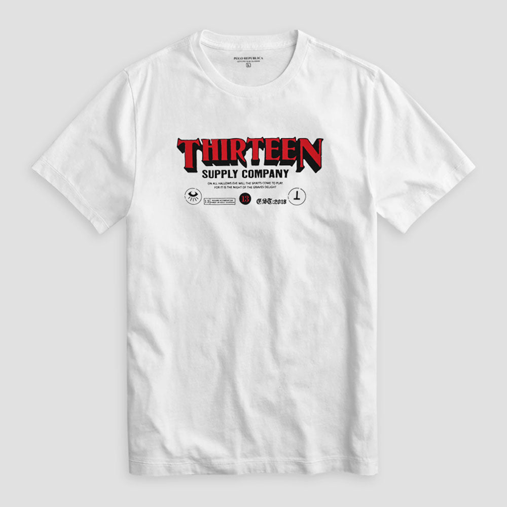 Polo Republica Men's Thirteen Printed Crew Neck Tee Shirt Men's Tee Shirt Polo Republica Off White S