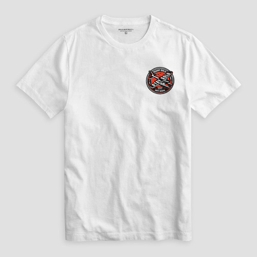 Polo Republica Men's Anti Work Printed Crew Neck Tee Shirt Men's Tee Shirt Polo Republica Off White S