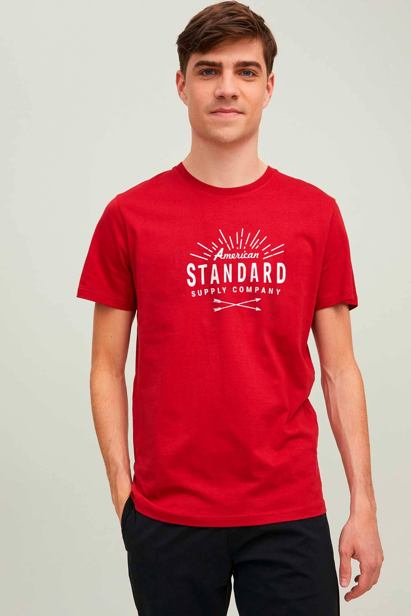 Polo Republica Men's American Standard Printed Crew Neck Tee Shirt Men's Tee Shirt Polo Republica Red S