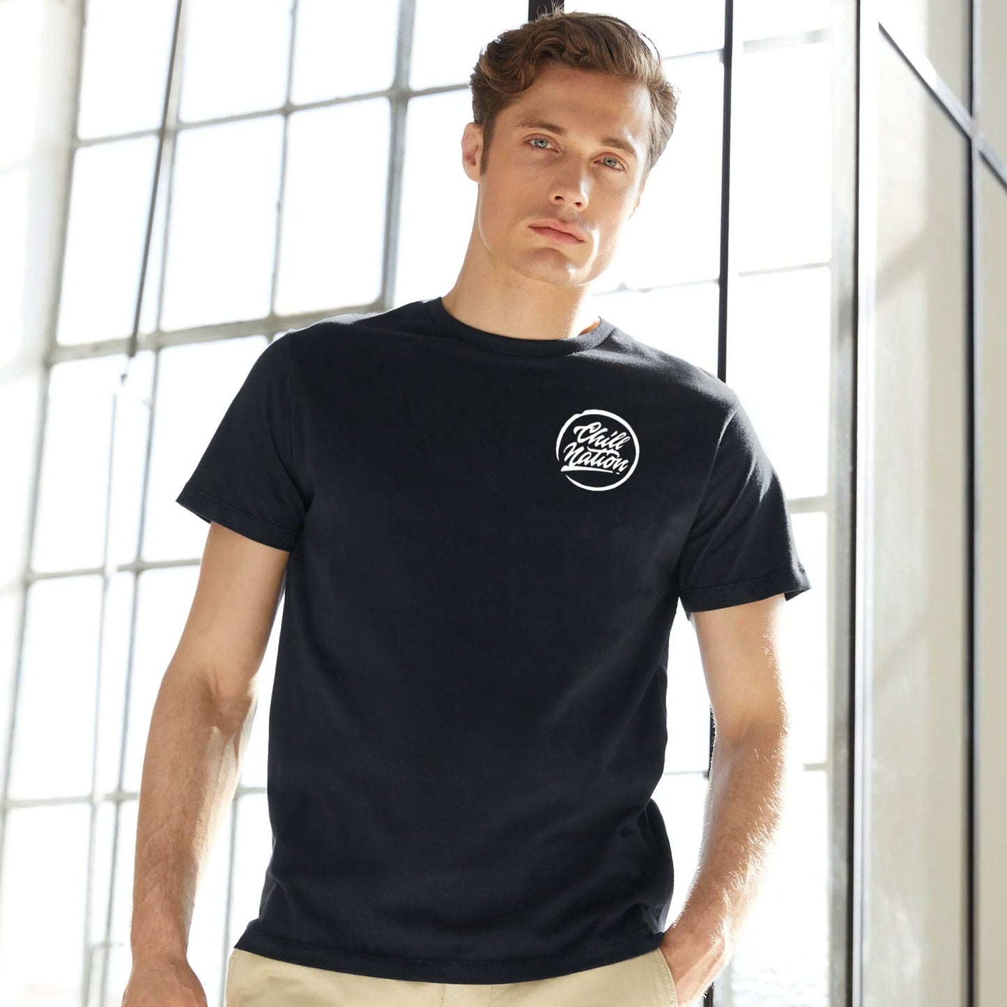 Polo Republica Men's Chill Nation Printed Crew Neck Tee Shirt Men's Tee Shirt Polo Republica Black S