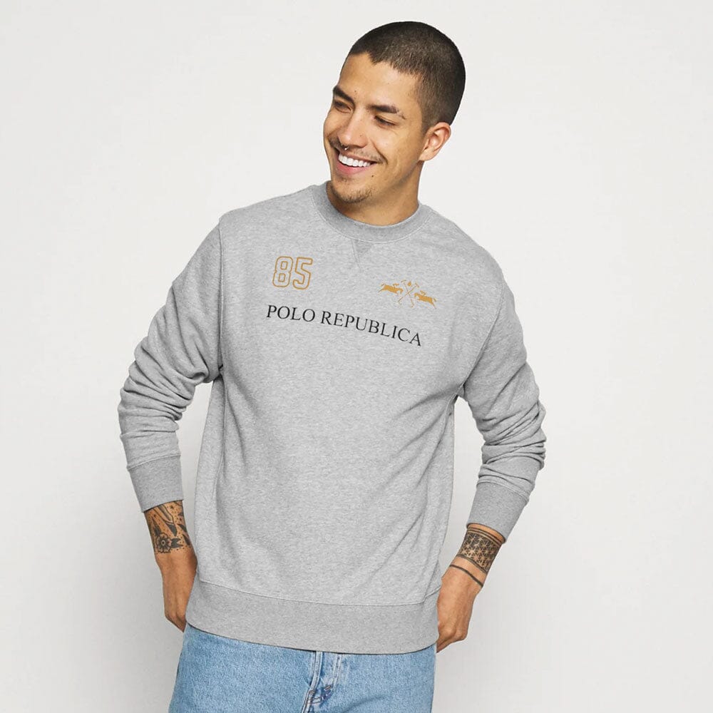 Polo Republica Men's Double Pony 85 Printed Fleece Sweat Shirt Men's Sweat Shirt Polo Republica