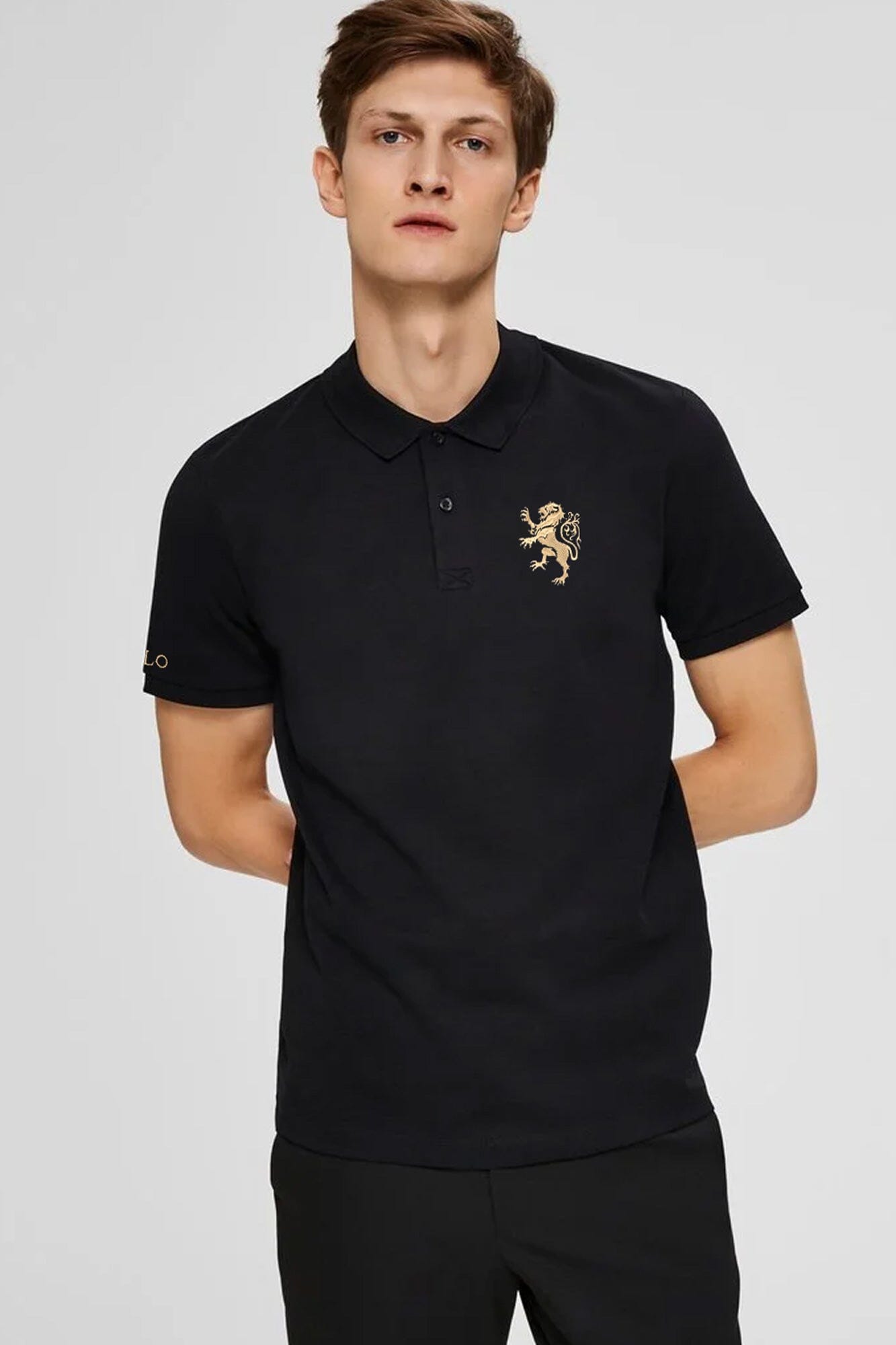 Polo Republica Men's Polo & Lion Embroidered Short Sleeve Polo Shirt Men's Polo Shirt Polo Republica Black S