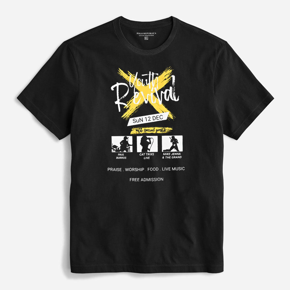 Polo Republica Men's Youth Revival Printed Crew Neck Tee Shirt Men's Tee Shirt Polo Republica Black S