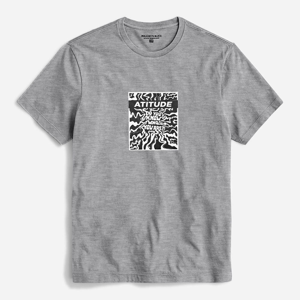 Polo Republica Men's Attitude Printed Short Sleeve Tee Shirt Men's Tee Shirt Polo Republica Heather Grey S