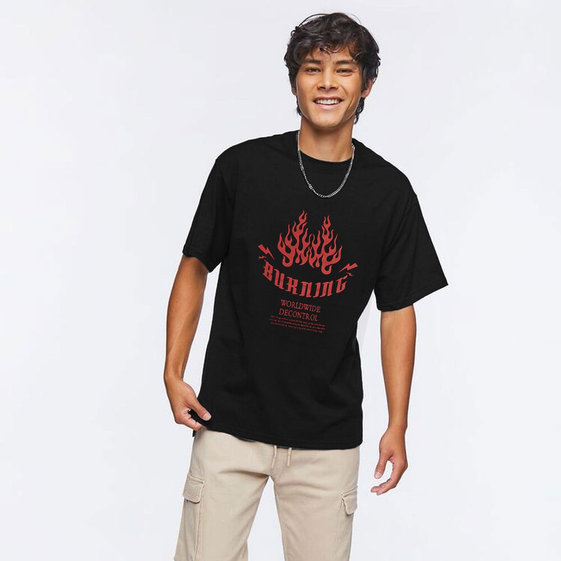 Polo Republica Men's Burning Printed Short Sleeve Tee Shirt Men's Tee Shirt Polo Republica Black S