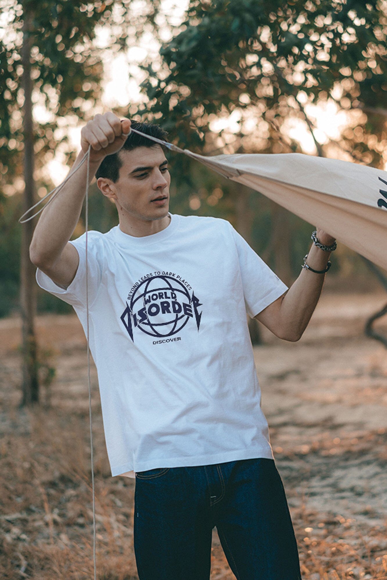 Polo Republica Men's World Disorder Printed Crew Neck Tee Shirt Men's Tee Shirt Polo Republica White S