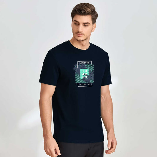 Polo Republica Men's Authentic Summer Printed Crew Neck Tee Shirt Men's Tee Shirt Polo Republica Navy S