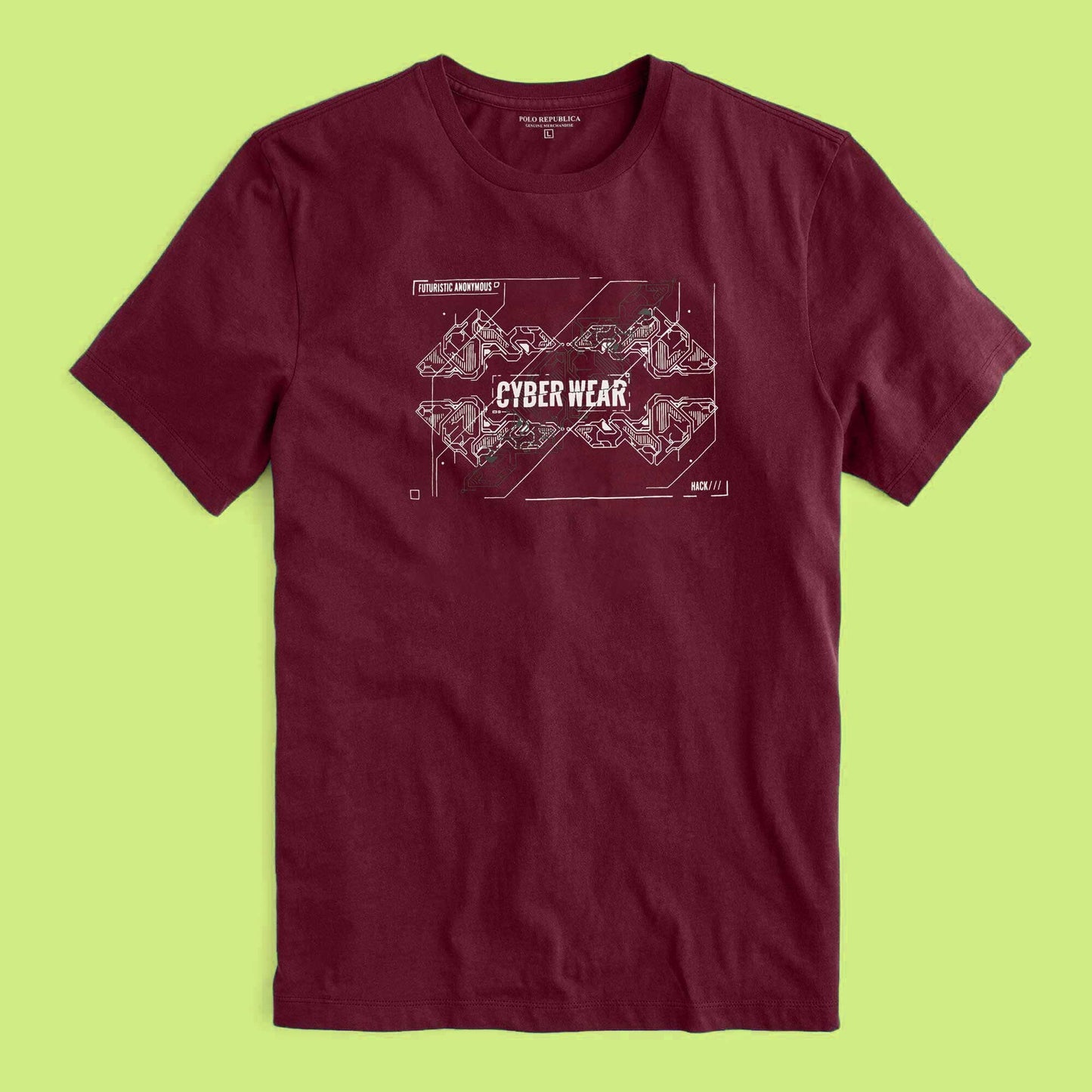 Polo Republica Men's Cyber Wear Printed Crew Neck Tee Shirt Men's Tee Shirt Polo Republica