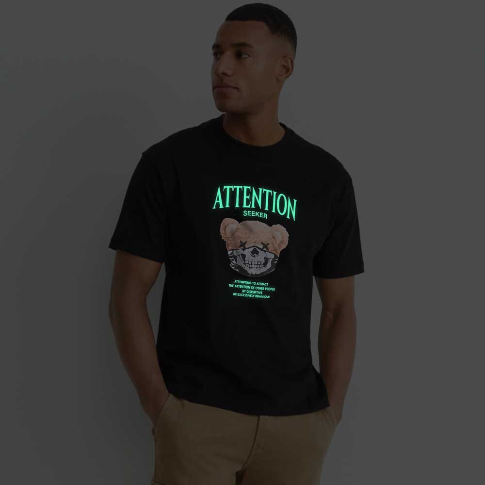 Polo Republica Men's Attention Seeker "Glow in The Dark" Printed Short Sleeve Tee Shirt Men's Tee Shirt Polo Republica