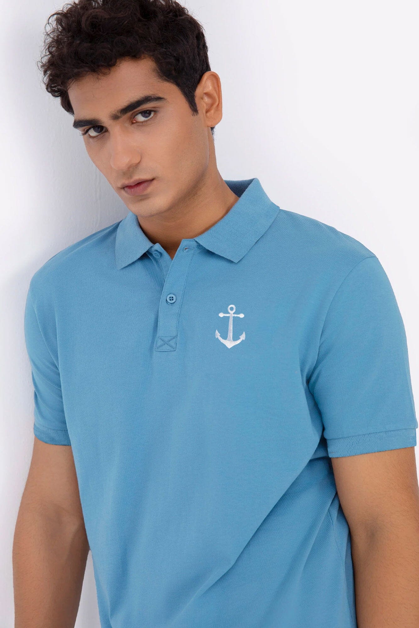 Polo Republica Men's Anchor Embroidered Short Sleeve Polo Shirt Men's Polo Shirt Polo Republica Sky S