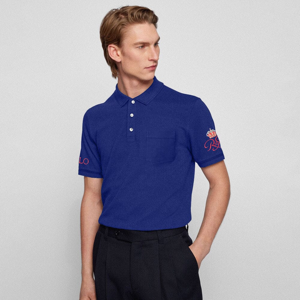 Polo Republica Men's Polo Crown & Crest Embroidered Pique Pocket Polo Shirt Men's Polo Shirt Polo Republica