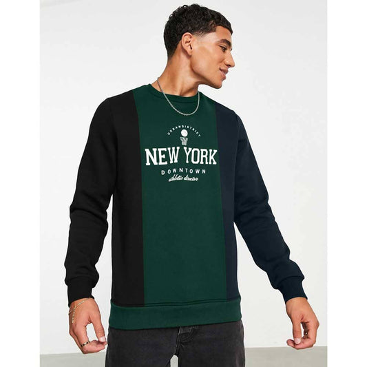 Polo Republica Men's New York Printed Vertical Panel Terry Sweat Shirt Men's Sweat Shirt Polo Republica