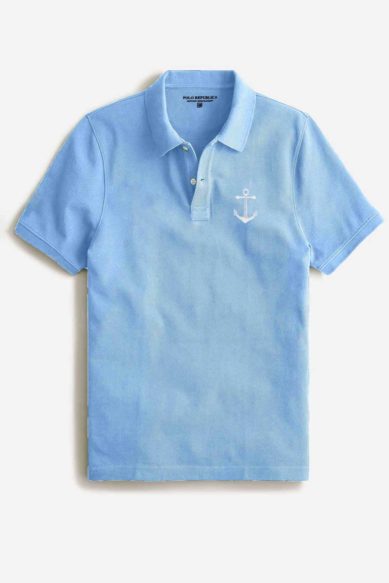 Polo Republica Men's Anchor Embroidered Short Sleeve Polo Shirt Men's Polo Shirt Polo Republica