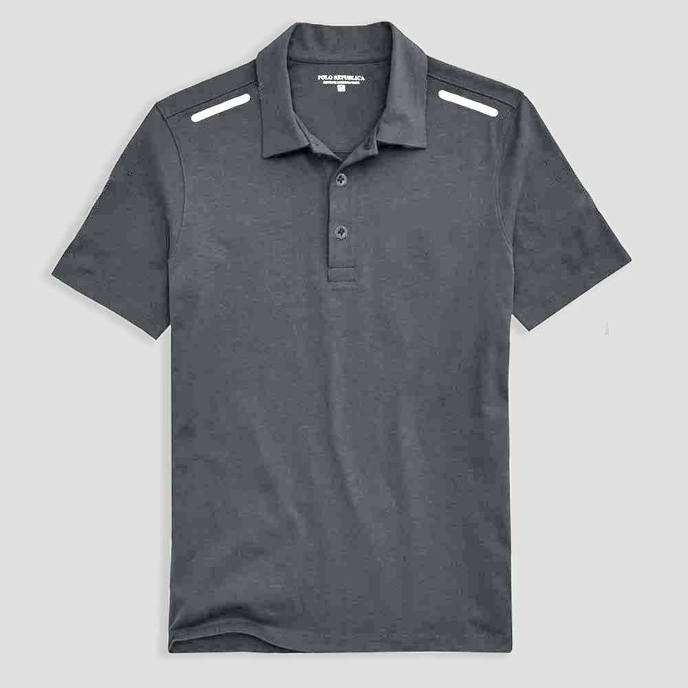 Polo Republica Men's Shoulder And Back Stripes Activewear Polo Shirt Men's Polo Shirt Polo Republica Graphite XS