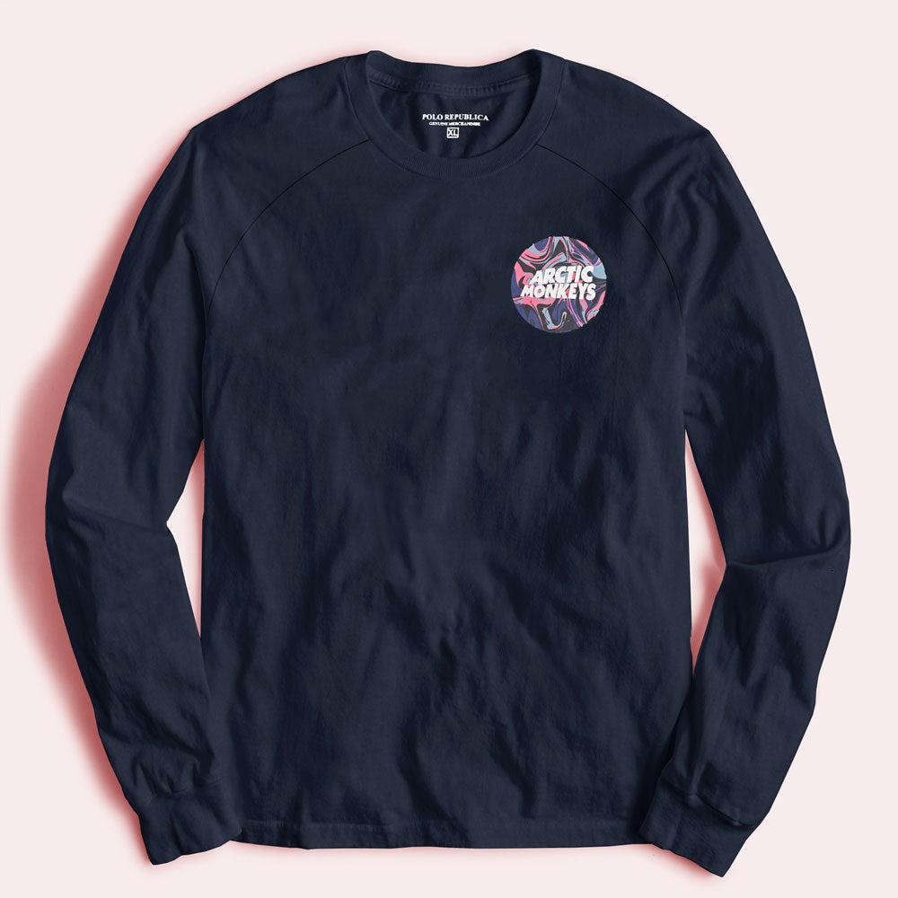 Polo Republica Men's Arctic Monkeys Printed Raglan Sleeve Tee Shirt Men's Tee Shirt Polo Republica Navy S