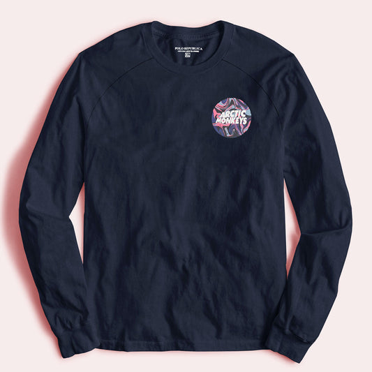 Polo Republica Men's Arctic Monkeys Printed Raglan Sleeve Tee Shirt Men's Tee Shirt Polo Republica Navy S