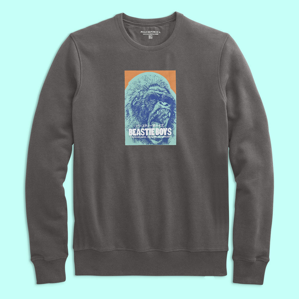 Polo Republica Men's Beastie Boy Printed Long Sleeve Sweat Shirt Men's Sweat Shirt Polo Republica Mud XS