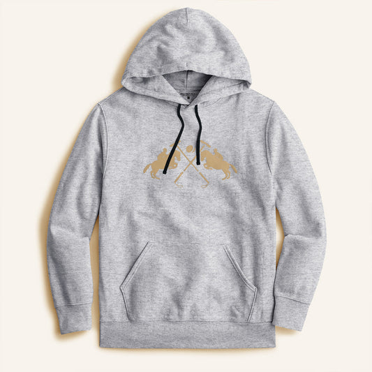 Polo Republica Men's Double Pony Printed Fleece Pullover Hoodie Men's Pullover Hoodie Polo Republica Heather Grey S