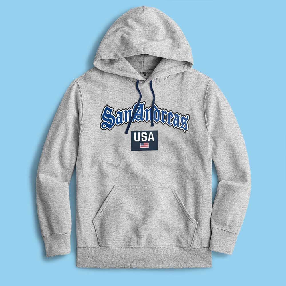 Polo Republica Men's San Andreas Printed Fleece Pullover Hoodie Men's Pullover Hoodie Polo Republica Heather Grey S