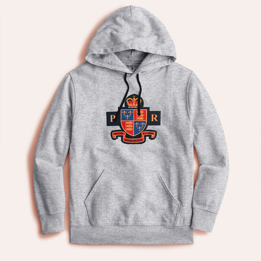 Polo Republica Men's PR Crest Printed Fleece Pullover Hoodie Men's Pullover Hoodie Polo Republica Heather Grey S