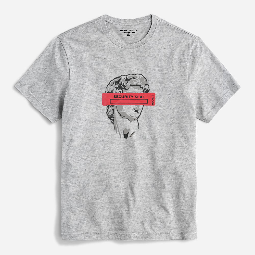 Polo Republica Men's Security Seal Printed Crew Neck Tee Shirt Men's Tee Shirt Polo Republica Heather Grey S