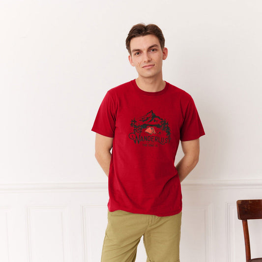 Polo Republica Men's Wanderlust Printed Crew Neck Tee Shirt Men's Tee Shirt Polo Republica Red S