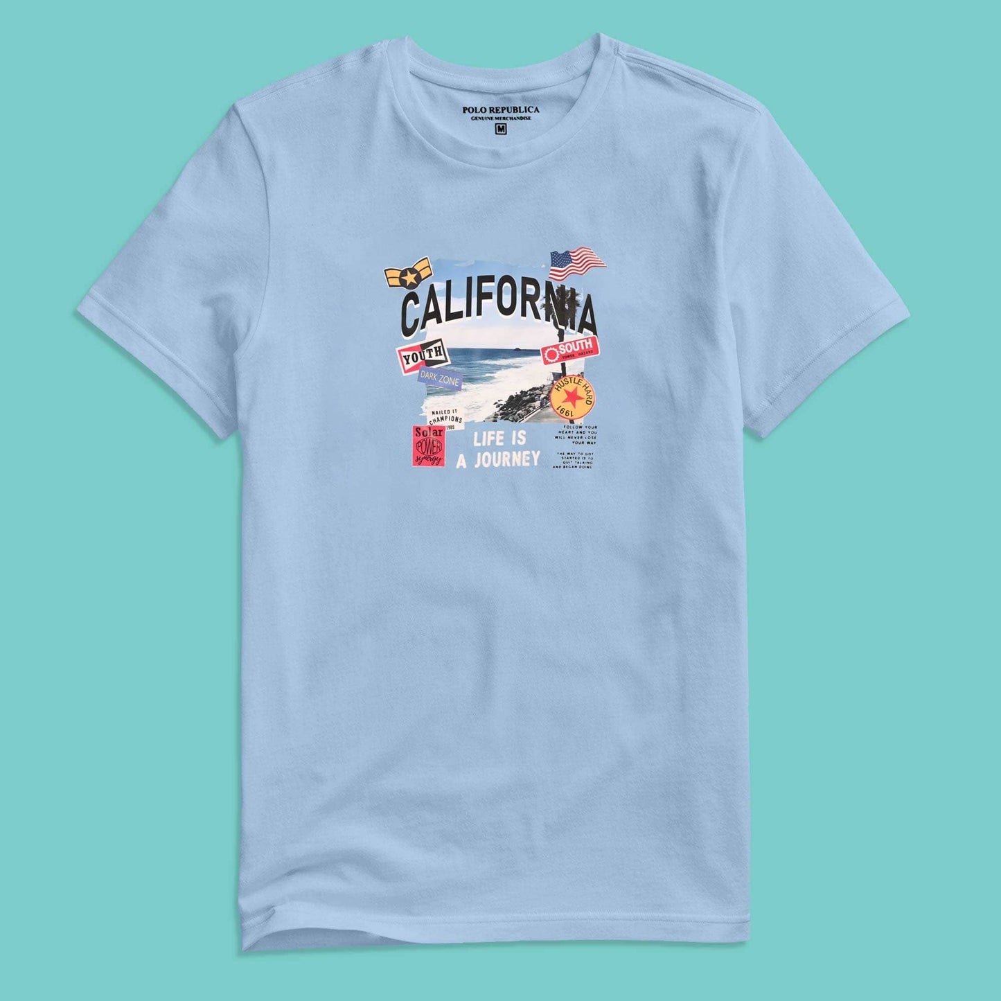 Polo Republica Men's California Printed Crew Neck Tee Shirt Men's Tee Shirt Polo Republica