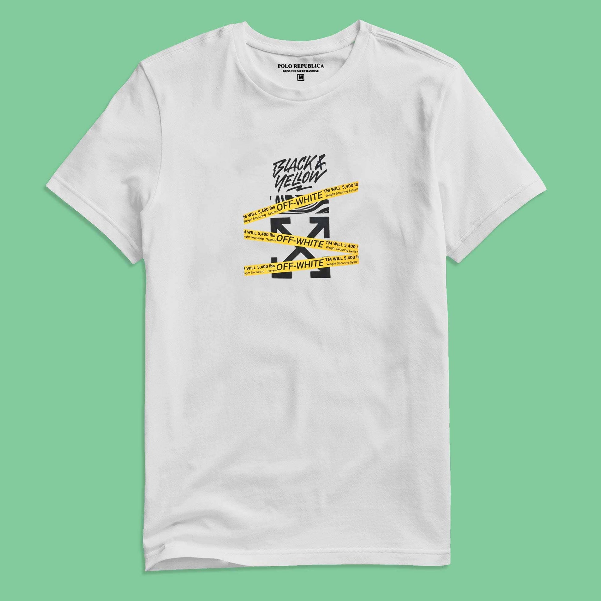 Polo Republica Men's Black & Yellow Printed Crew Neck Tee Shirt Men's Tee Shirt Polo Republica